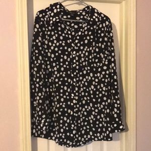 Style & Co Black and White Dot Blouse